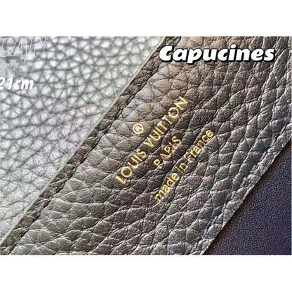 Louis Vuitton LV Women Capucines Mini Handbag Navy Taurillon Leather Python Skin