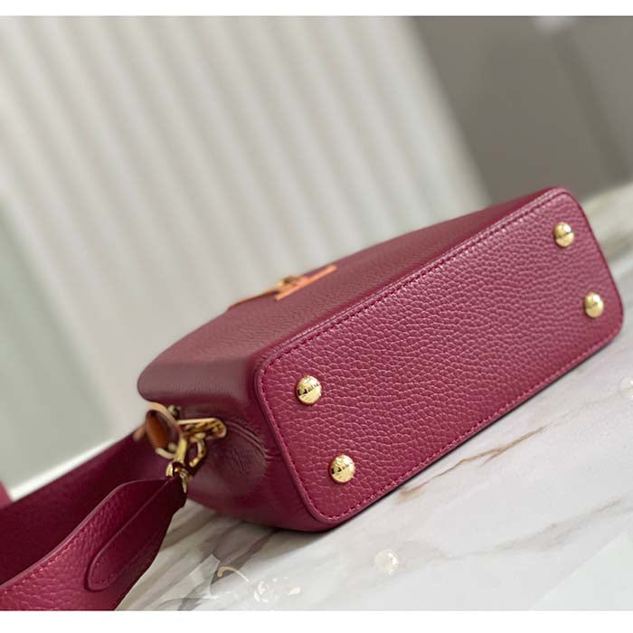 Louis Vuitton LV Women Capucines Mini Handbag Red Taurillon Ostrich Leather