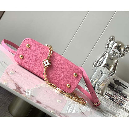 Louis Vuitton LV Women Capucines Mini Handbag Rose Chamallow Pink Taurillon Leather