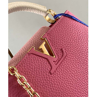 Louis Vuitton LV Women Capucines Mini Handbag Rose Chamallow Pink Taurillon Leather