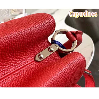Louis Vuitton LV Women Capucines Mini Handbag Scarlet Red Taurillon Cowhide Leather