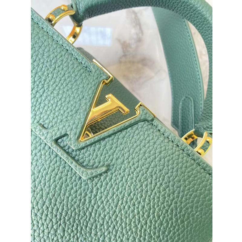 Louis Vuitton LV Women Capucines Mini Handbag Vert D’eau Green Taurillon Leather