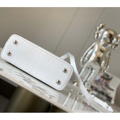 Louis Vuitton LV Women Capucines Mini Handbag White Brilliant Crocodilien Leather