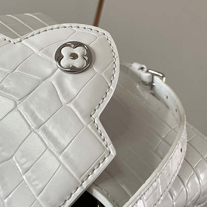 Louis Vuitton LV Women Capucines Mini Handbag White Brilliant Crocodilien Leather