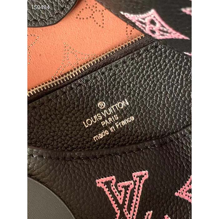 Louis Vuitton LV Women Carmel Hobo Bag Black Perforated Mahina Calf Leather