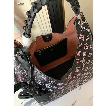 Louis Vuitton LV Women Carmel Hobo Bag Black Perforated Mahina Calf Leather