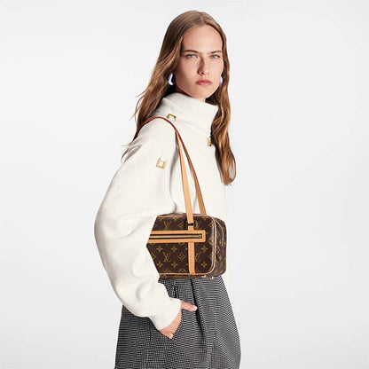 Louis Vuitton LV Women Cité Handbag Monogram Coated Canvas Cowhide Leather