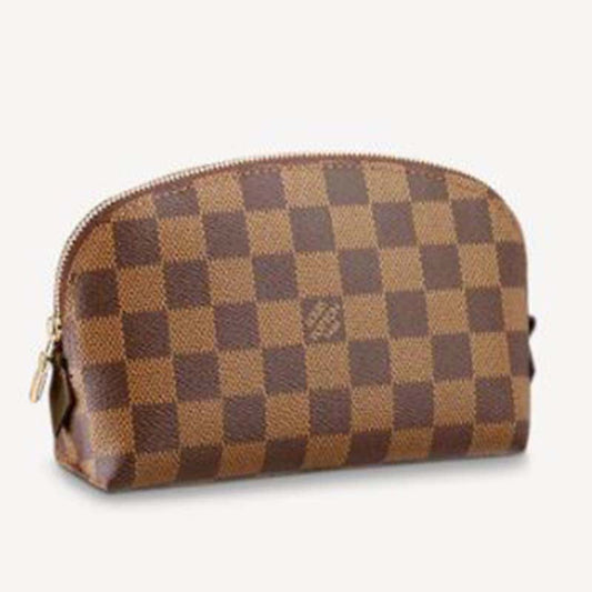Louis Vuitton LV Women Cosmetics Pouch Damier Coated Canvas Golden Brass