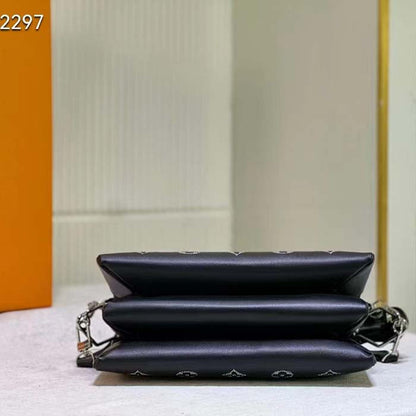 Louis Vuitton LV Women Coussin BB Handbag Black Glass Beads Polyester Satin