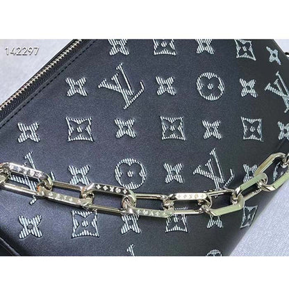 Louis Vuitton LV Women Coussin BB Handbag Black Glass Beads Polyester Satin