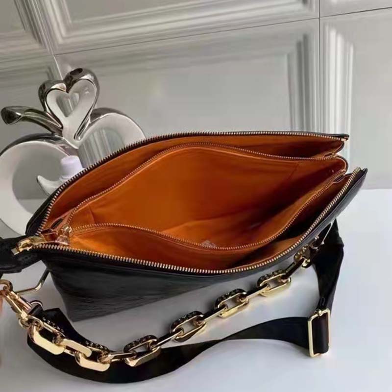 Louis Vuitton LV Women Coussin PM Handbag Black Monogram Embossed Puffy Lambskin