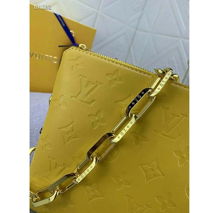 Louis Vuitton LV Women Coussin PM Handbag Acid Green Lambskin Zip Closure