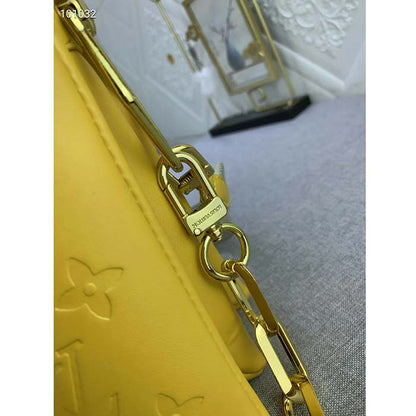 Louis Vuitton LV Women Coussin PM Handbag Acid Green Lambskin Zip Closure