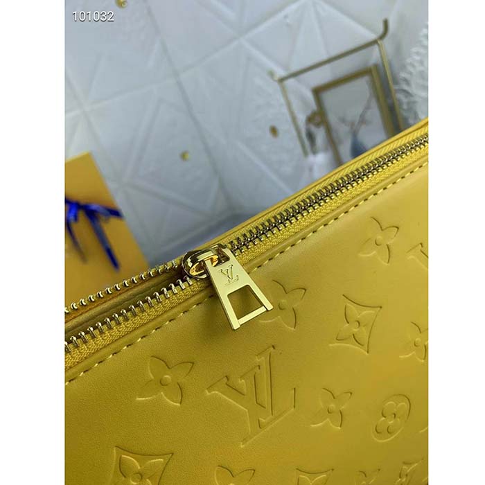 Louis Vuitton LV Women Coussin PM Handbag Acid Green Lambskin Zip Closure