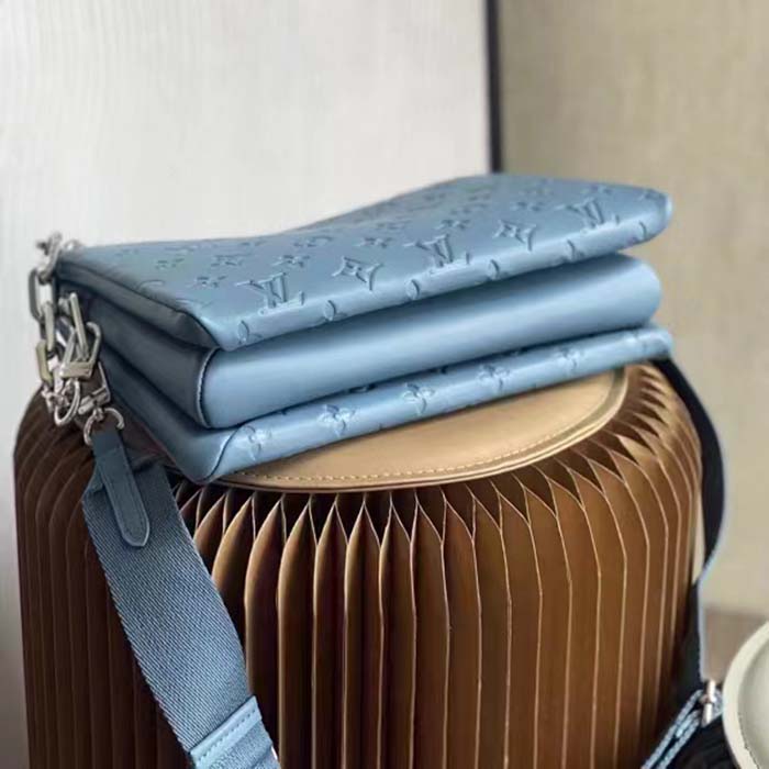 Louis Vuitton LV Women Coussin PM Handbag Ice Blue Lambskin Cowhide Leather