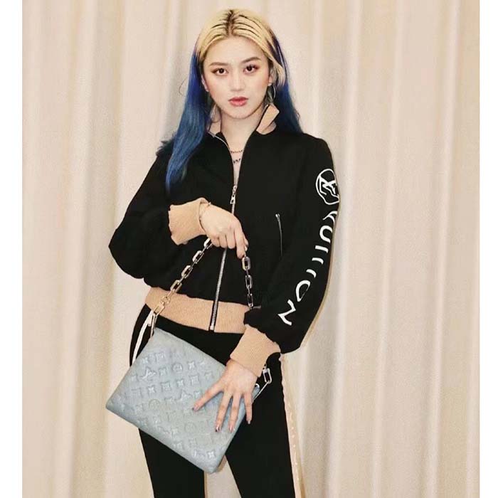 Louis Vuitton LV Women Coussin PM Handbag Ice Blue Lambskin Cowhide Leather