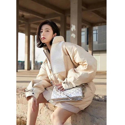 Louis Vuitton LV Women Coussin PM Handbag Silver Lambskin Cowhide Lining