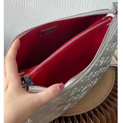 Louis Vuitton LV Women Coussin PM Handbag Silver Lambskin Cowhide Lining