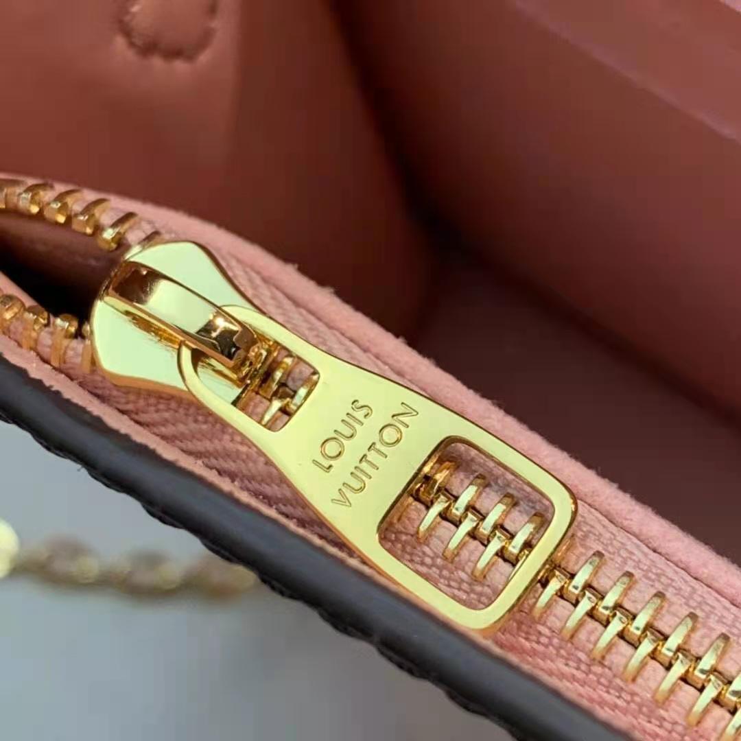 Louis Vuitton LV Women Croisette Chain Wallet Magnolia Pink Damier Ebene Coated Canvas