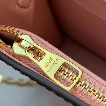 Louis Vuitton LV Women Croisette Chain Wallet Magnolia Pink Damier Ebene Coated Canvas