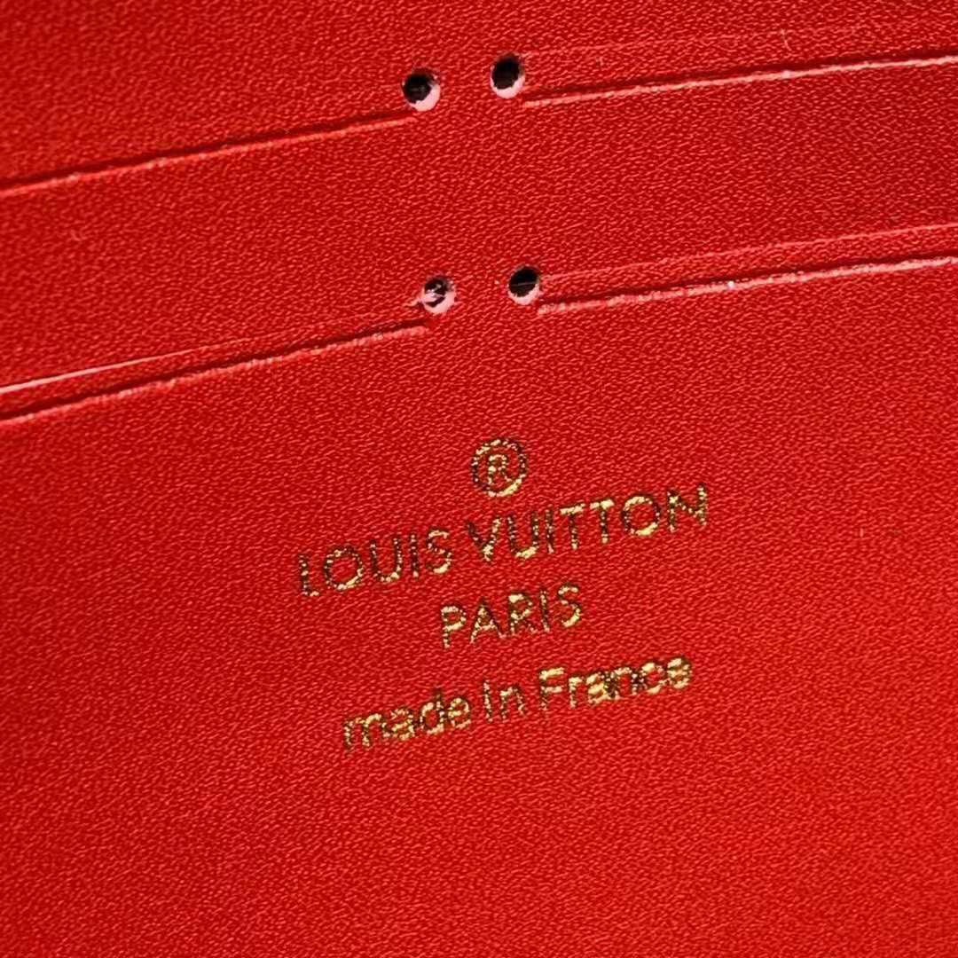 Louis Vuitton LV Women Croisette Chain Wallet Scarlet Red Damier Ebene Coated Canvas
