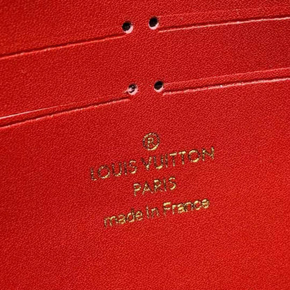 Louis Vuitton LV Women Croisette Chain Wallet Scarlet Red Damier Ebene Coated Canvas