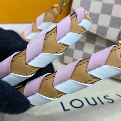 Louis Vuitton LV Women Croisette Hand Bag Pink Damier Azur Coated Canvas