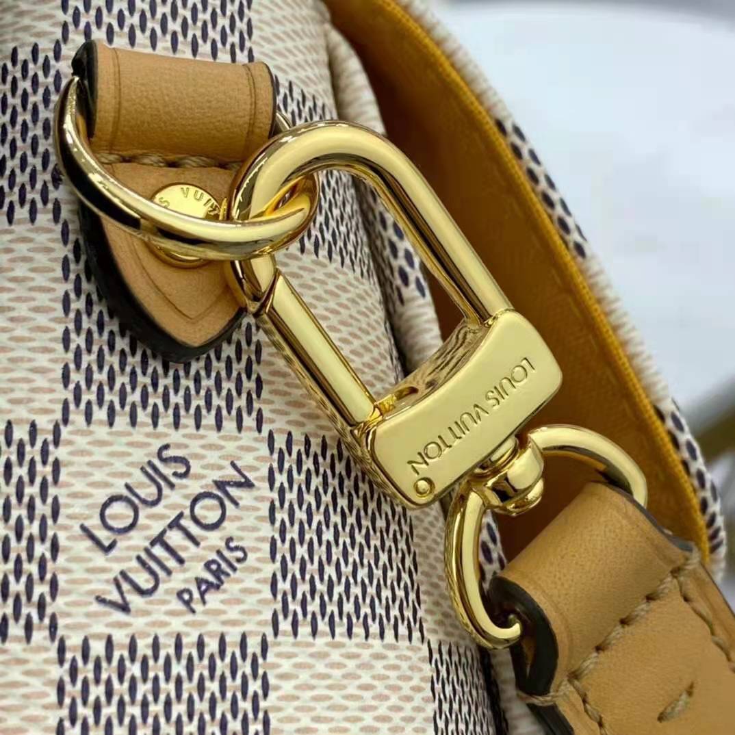 Louis Vuitton LV Women Croisette Hand Bag Pink Damier Azur Coated Canvas