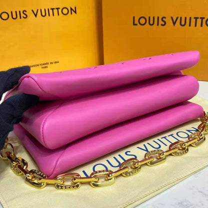 Louis Vuitton LV Women Cruissin PM Handbag Pink Purple Monogram Embossed Puffy Lambskin