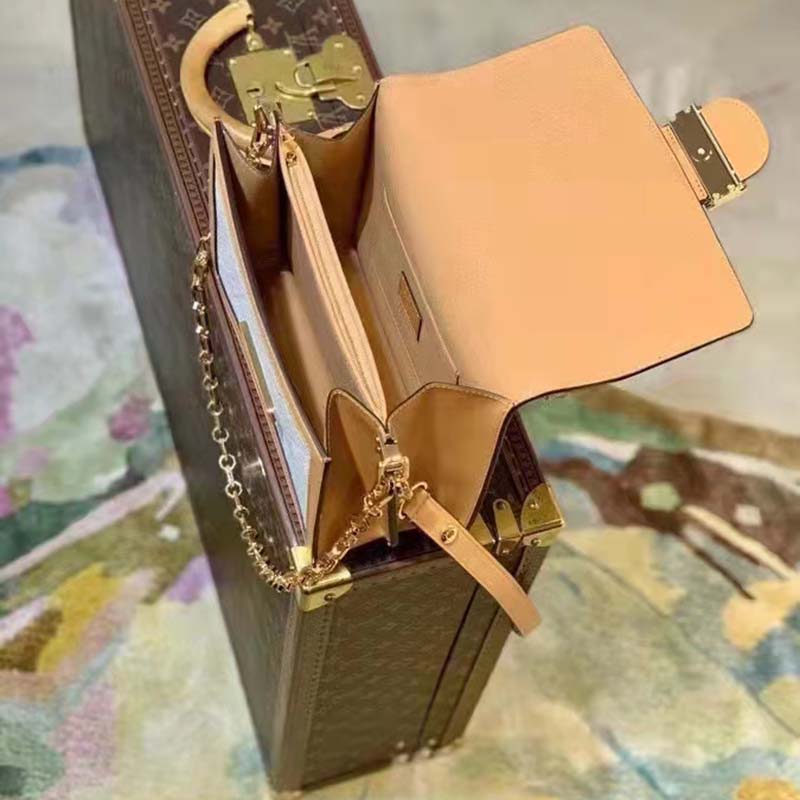 Louis Vuitton LV Women Dauphine MM Handbag Ecru Caramel Since 1854 Jacquard