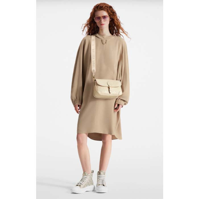 Louis Vuitton LV Women Diane Crème Beige Embossed Supple Grained Cowhide Leather