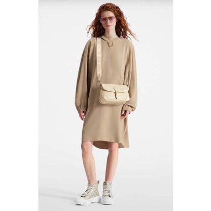 Louis Vuitton LV Women Diane Crème Beige Embossed Supple Grained Cowhide Leather