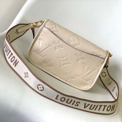Louis Vuitton LV Women Diane Crème Beige Embossed Supple Grained Cowhide Leather