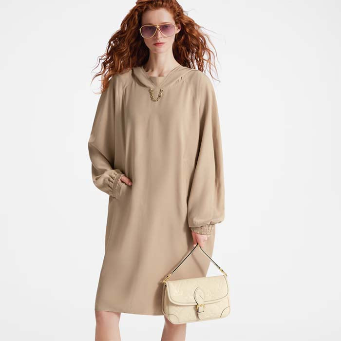Louis Vuitton LV Women Diane Crème Beige Embossed Supple Grained Cowhide Leather