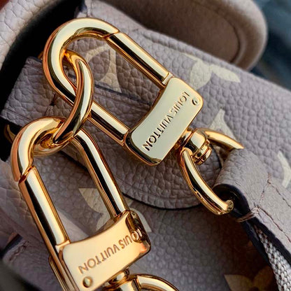 Louis Vuitton LV Women Diane Tourterelle Beige Cream Monogram Empreinte Embossed Cowhide Leather
