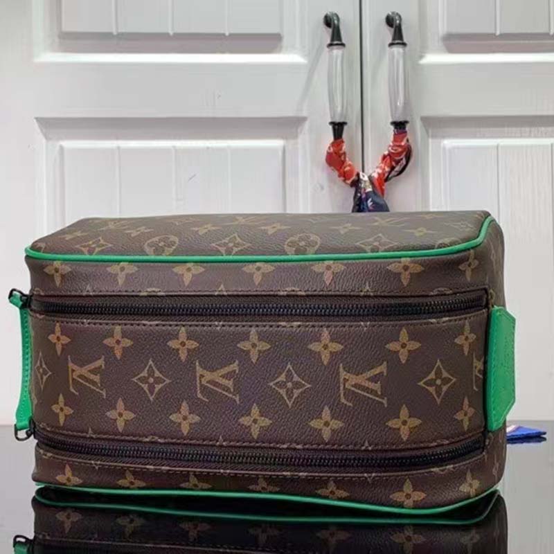 Louis Vuitton LV Unisex Dopp Kit Toilet Pouch Monogram Macassar Coated Canvas