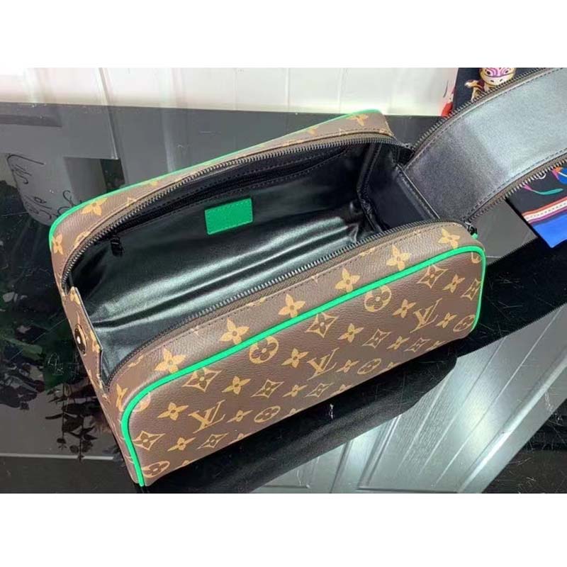 Louis Vuitton LV Unisex Dopp Kit Toilet Pouch Monogram Macassar Coated Canvas