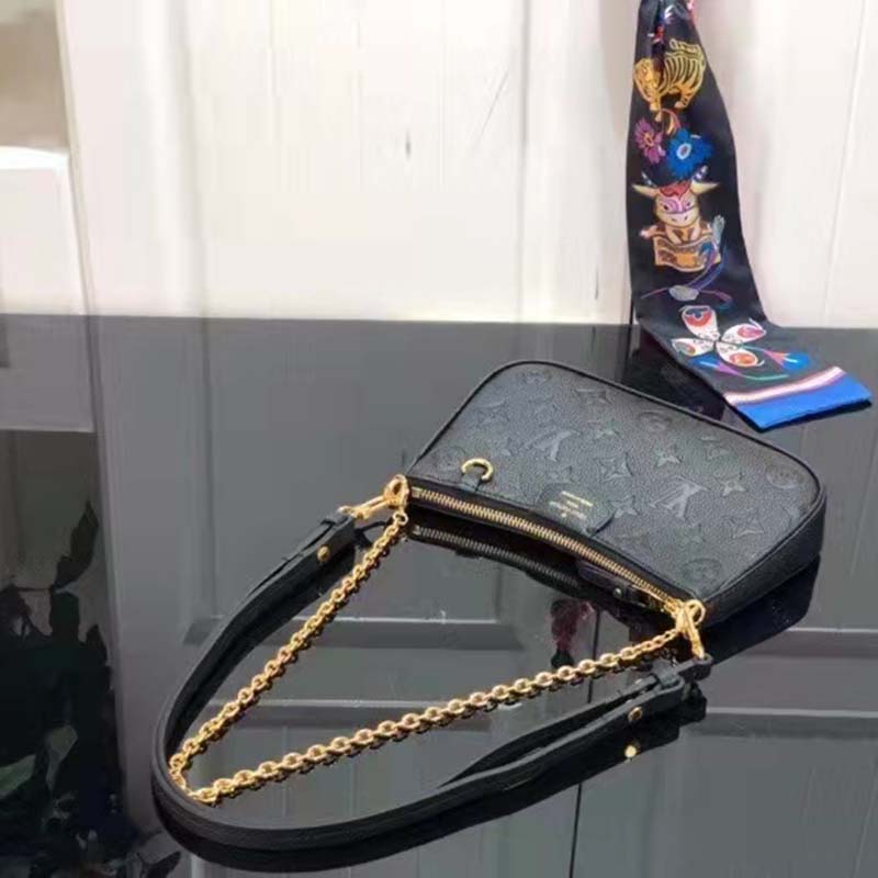 Louis Vuitton LV Women Easy Pouch On Strap Black Monogram Supple Grained Cowhide