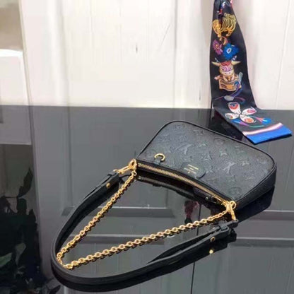 Louis Vuitton LV Women Easy Pouch On Strap Black Monogram Supple Grained Cowhide