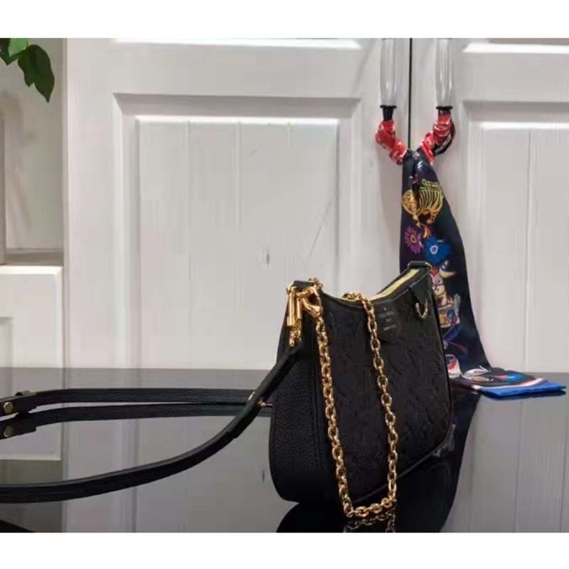 Louis Vuitton LV Women Easy Pouch On Strap Black Monogram Supple Grained Cowhide