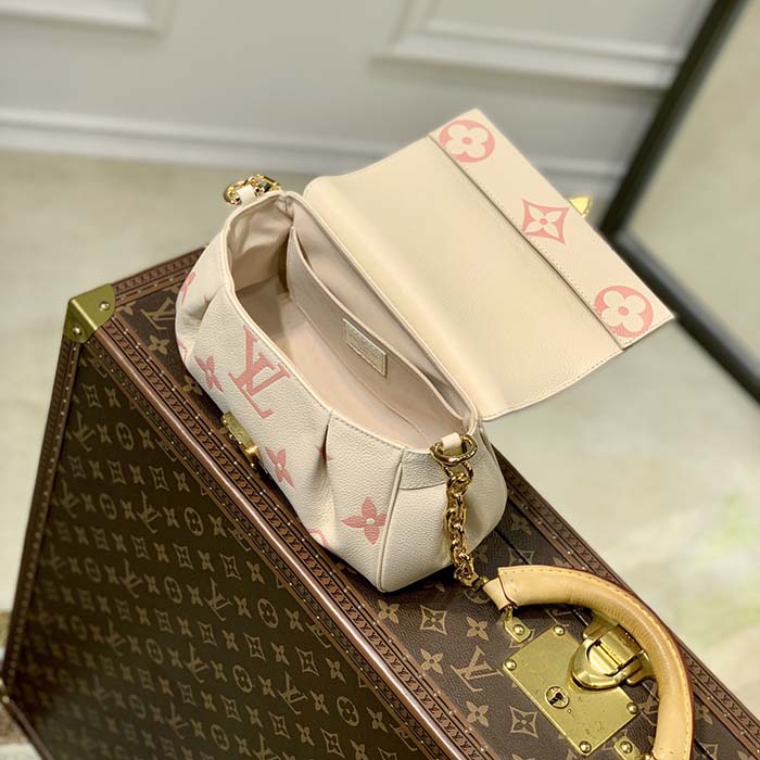 Louis Vuitton LV Women Favorite Handbag Pink Monogram Empreinte Embossed Supple Grained Cowhide