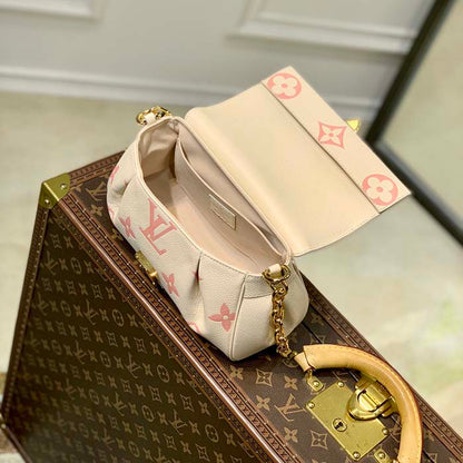 Louis Vuitton LV Women Favorite Handbag Pink Monogram Empreinte Embossed Supple Grained Cowhide