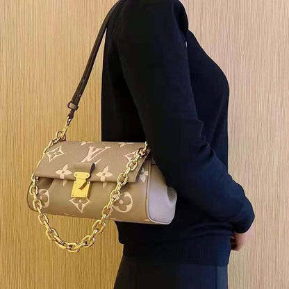 Louis Vuitton LV Women Favorite Tourterelle Gray Cream Monogram Empreinte Embossed Supple Grained Cowhide