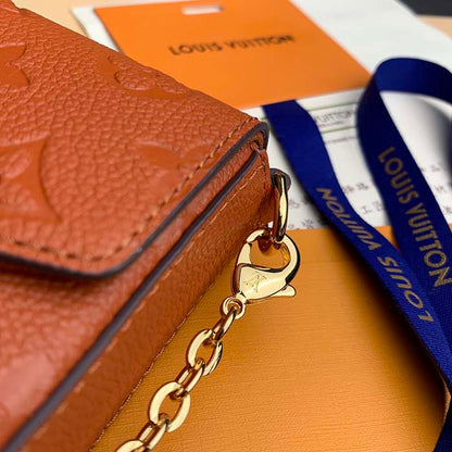 Louis Vuitton LV Women Félicie Pochette Brown Monogram Empreinte Embossed Supple Grained Cowhide