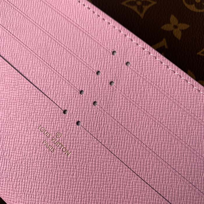 Louis Vuitton LV Women Félicie Pochette Pink Brown Monogram Coated Canvas