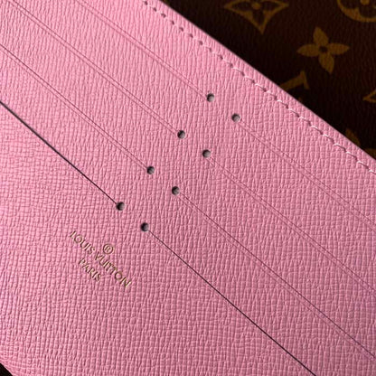 Louis Vuitton LV Women Félicie Pochette Pink Brown Monogram Coated Canvas