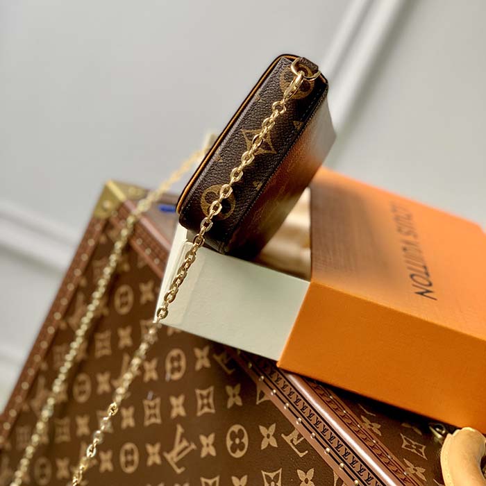 Louis Vuitton LV Women Félicie Pochette Pink Brown Monogram Coated Canvas