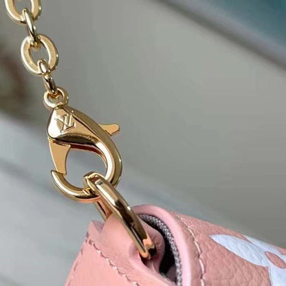 Louis Vuitton LV Women Félicie Pochette Pink Cream Monogram Empreinte Embossed Supple Grained Cowhide