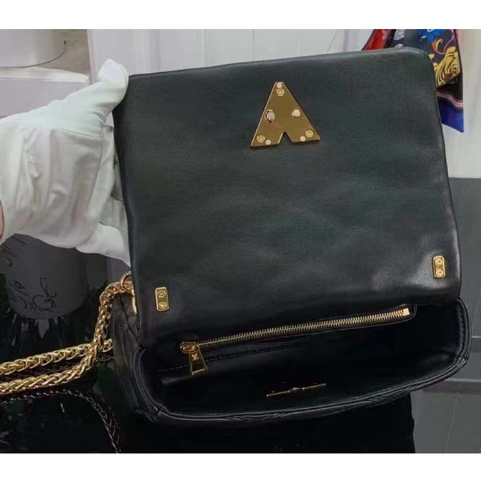 Louis Vuitton LV Women GO-14 MM Black Lamb Leather Cowhide Leather