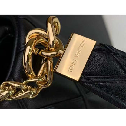 Louis Vuitton LV Women GO-14 MM Black Lamb Leather Cowhide Leather